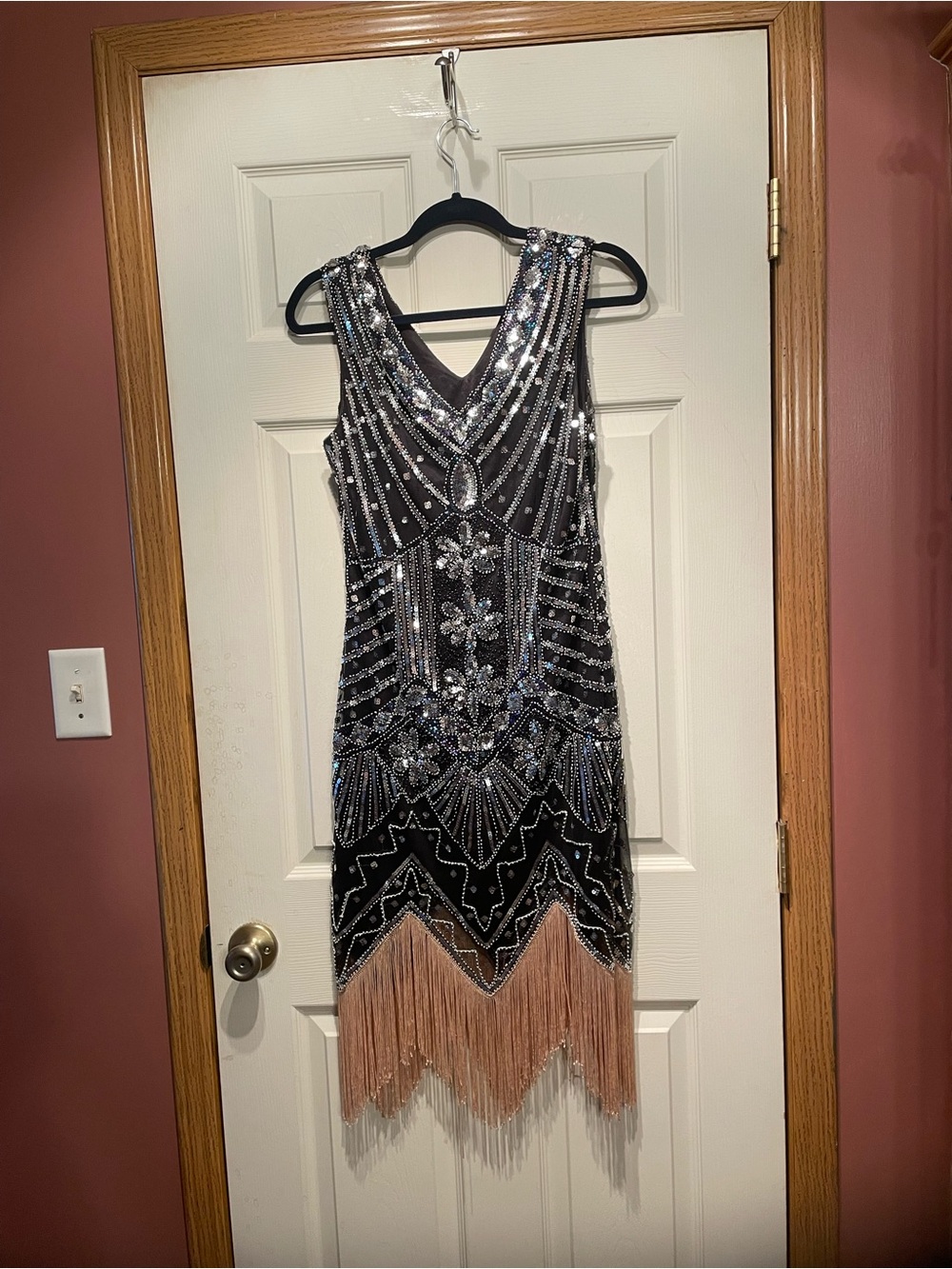 Beaded Black and Silver Fringe Flapper Dress